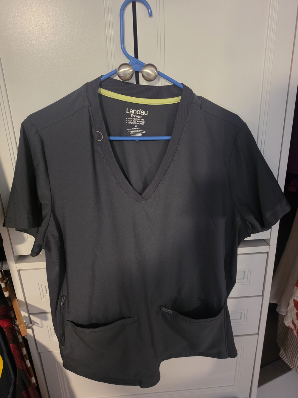 Landau Forward Men's Black V-Neck Medical Scrub Top